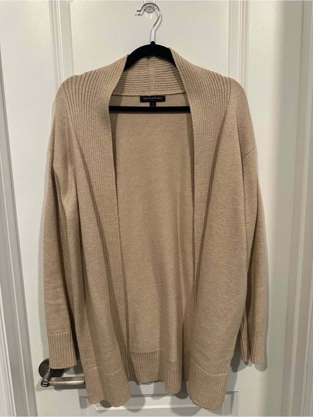 Banana Republic Shawl-Collar Open Cardigan in Beige